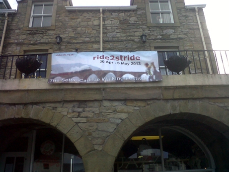 New ride2stride banner on The Shambles